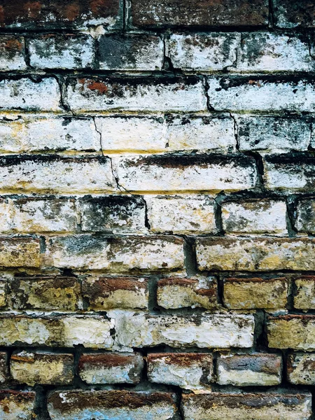 Oude Ruïne Verweerde Bakstenen Muur Oppervlak Als Stedelijke Achtergrond Textuur — Stockfoto