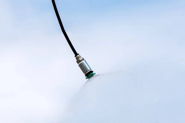 Garden Irrigation Sprinkler Valve Sprinkling Water Selective Focus — Stock Photo, Image