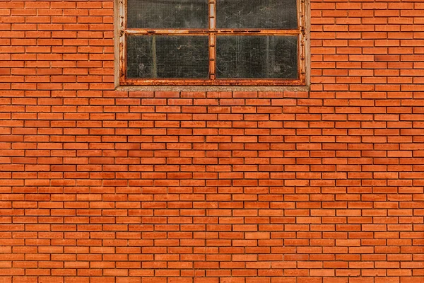 Industrial Building Brick Wall Old Metal Window Background Copy Space — ストック写真