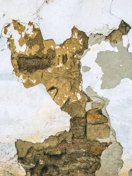 Стара Цегляна Стіна Посилена Сумішшю Бруду Сухої Трави Фон — стокове фото