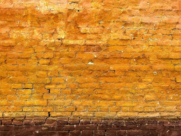 Weathered Orange Brick Wall Background Urban Pattern — Stock Photo, Image