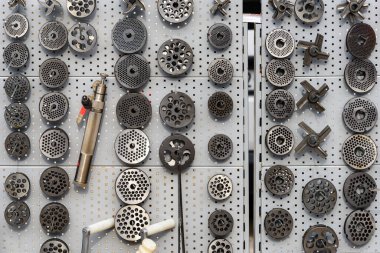 Meat grinder knives, disks and other parts assorted sold at farmer's market