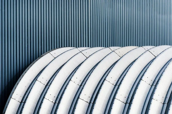 Industrial Building Facade Made Corrugated Steel Metal Sheets Background Texture —  Fotos de Stock