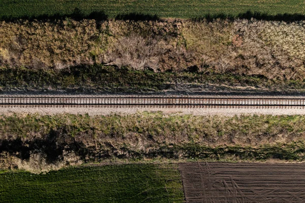 Aerial Shot Railroad Countryside Top View — Fotografia de Stock