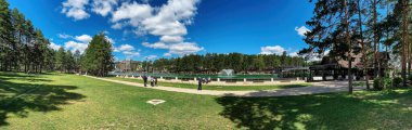 Zlatibor, Serbia - July 11, 2022: Zlatibor lake, famous landmark in popular travel destination tourist resort on sunny summer day