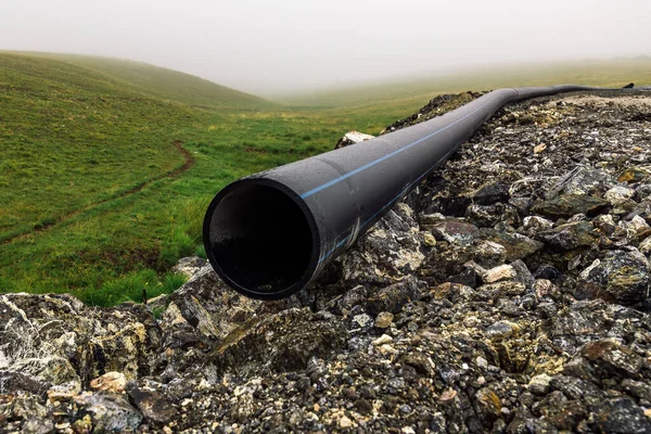 Straßenbau Und Regenwasserrohre Für Den Sanitärkanal Selektiver Fokus — Stockfoto