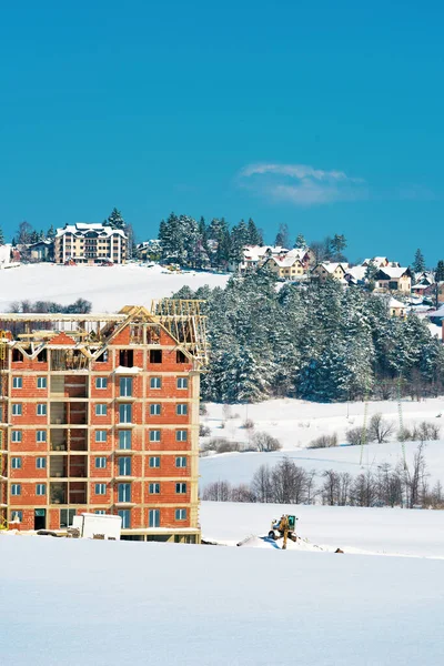 Wohnungs Und Siedlungsbau Der Bauindustrie Zlatibor Der Wintersaison Unter Schnee — Stockfoto