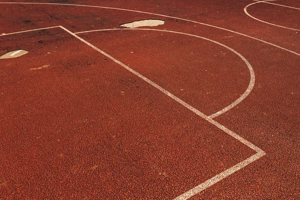 Worn Damaged Outdoor Basketball Court Surface Sport Background — Stock Photo, Image