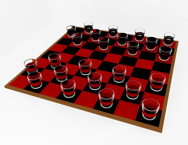 Стеклянные шашки Shot 3D визуализации — стоковое фото