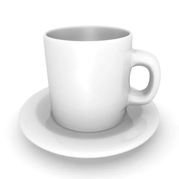 受け皿にコーヒーのマグカップの 3 d レンダリング — ストック写真