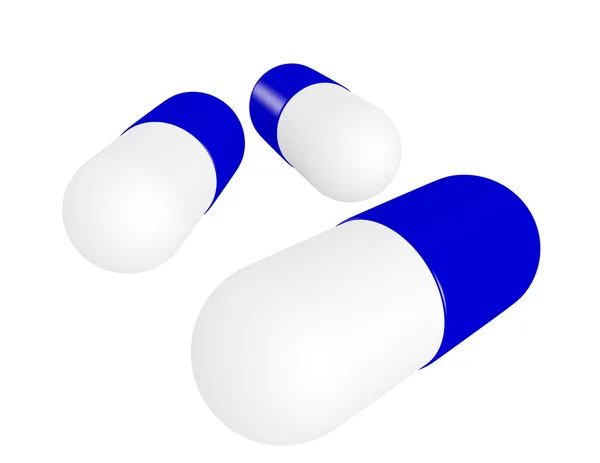 Render 3D niebieski i biały kapsułek — Zdjęcie stockowe