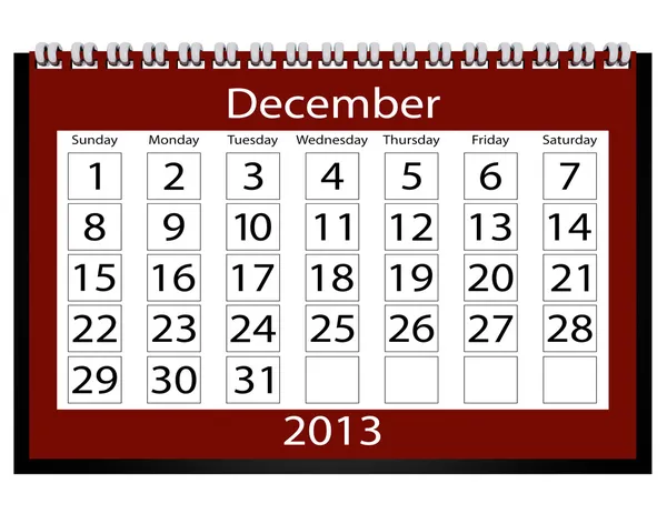 3D render 2013 kalender december — Stockfoto