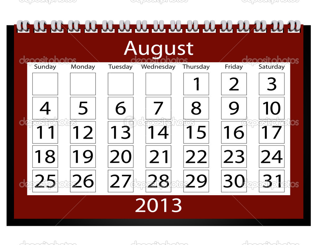 3d Render 2013 Calendar August