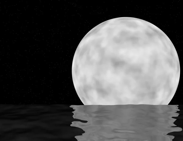 3D render van een maan boven de Oceaan — Stockfoto