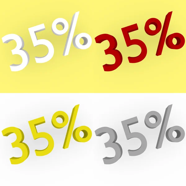 3d Render 35 percent in white, red, silver and gold — Stock Photo, Image