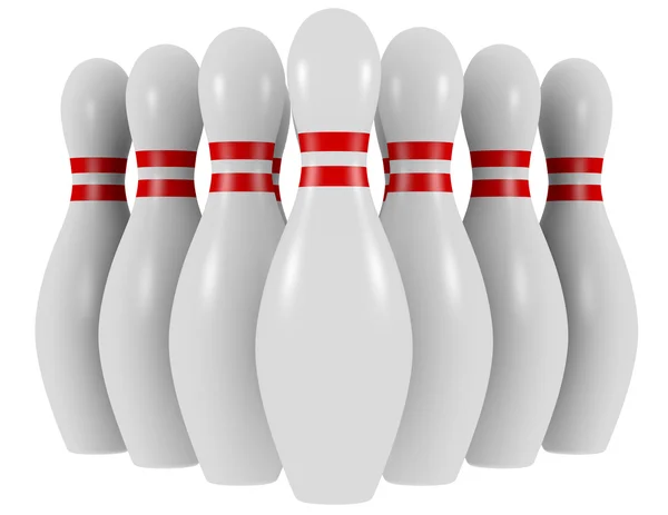 3D gör en uppsättning bowling stift — Stockfoto