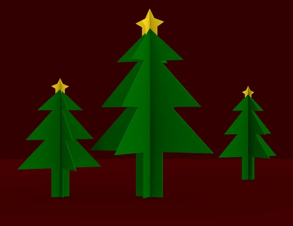 Rendering 3d di un set di alberi di Natale di carta — Foto Stock
