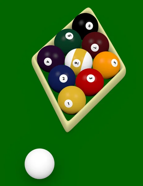 3D Render de um jogo de bilhar de 9 bolas — Fotografia de Stock