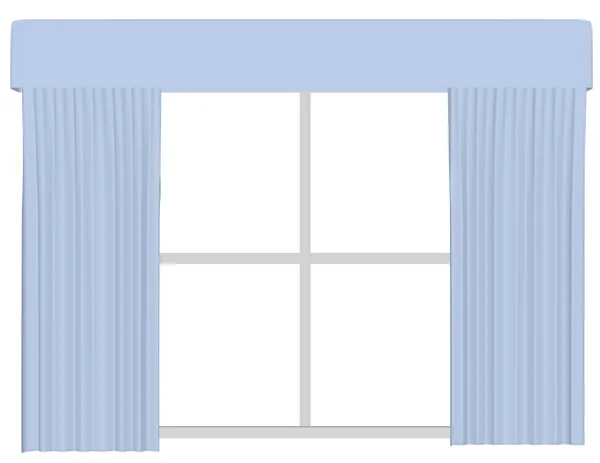3D Render de um conjunto de cortinas em uma janela — Fotografia de Stock