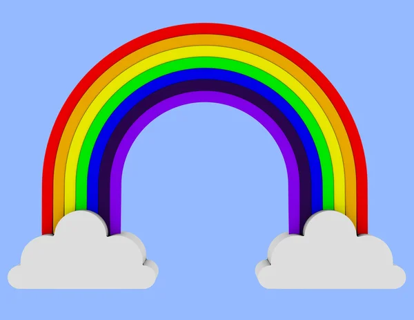 3D render van een verspreid over twee wolken regenboog — Stockfoto