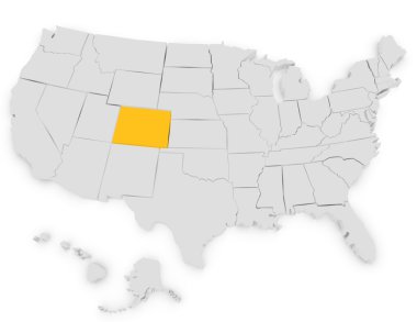 3D render colorado vurgulayarak Amerika Birleşik Devletleri