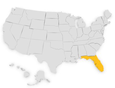 florida vurgulayarak ABD'nin 3D render