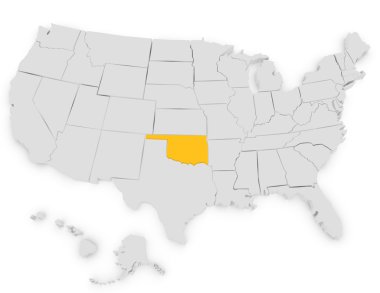 3D render oklahoma vurgulayarak Amerika Birleşik Devletleri