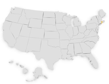 3D render rhode Island vurgulayarak Amerika Birleşik Devletleri