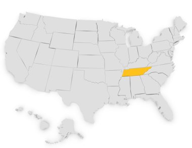 3D render tennessee vurgulayarak Amerika Birleşik Devletleri