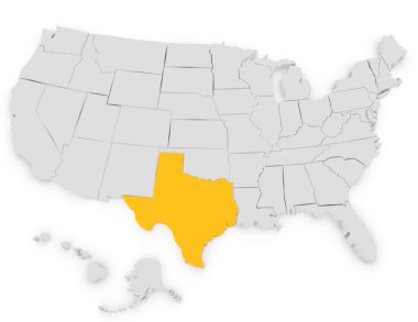 3D render texas vurgulayarak Amerika Birleşik Devletleri