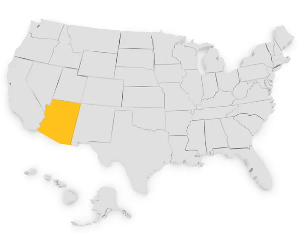 3d Renderizado de los Estados Unidos Destacando Arizona — Foto de Stock