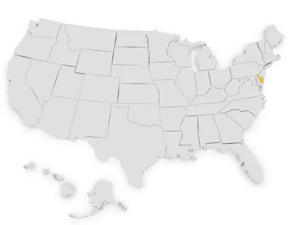 3D činí z USA zvýraznění delaware — Stock fotografie