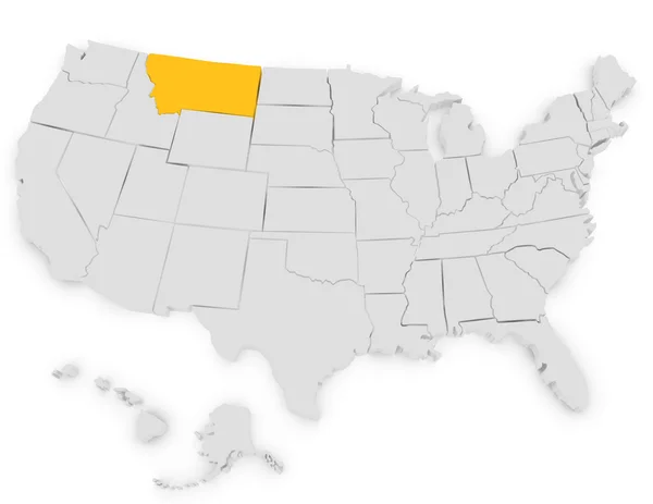 3d Render of the United States Highlighting Montana — Stock Photo, Image