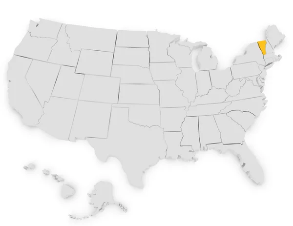 3d Render degli Stati Uniti Highlighting Vermont — Foto Stock