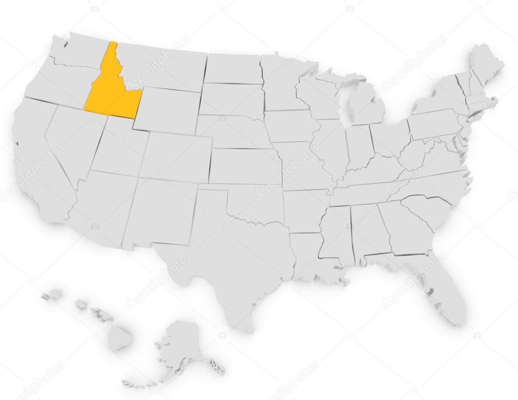 3d Render of the United States Highlighting Idaho