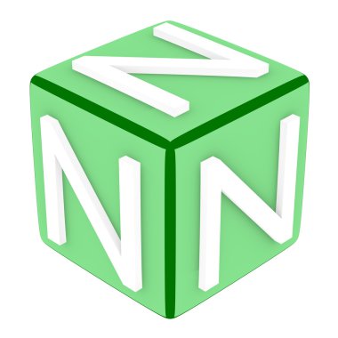 3D yazı tipi küp harf n