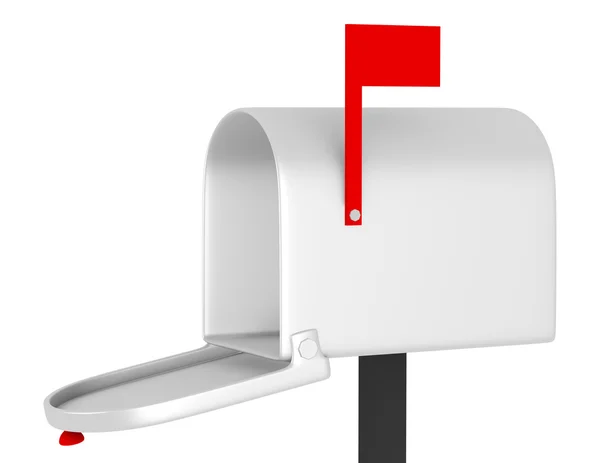 3D-Rendering eines offenen Briefkastens mit aufgestellter Flagge — Stockfoto