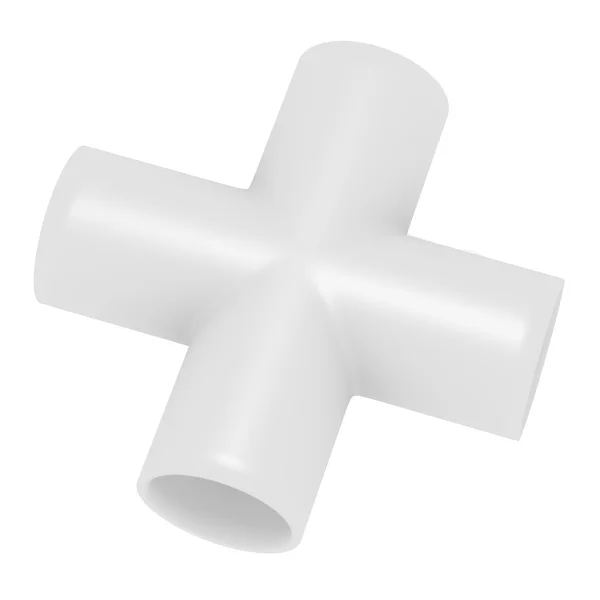 3D render PVC cross közös cső — Stock Fotó