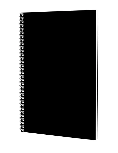 3D Renderizado de un Cuaderno Espiral Negro — Foto de Stock