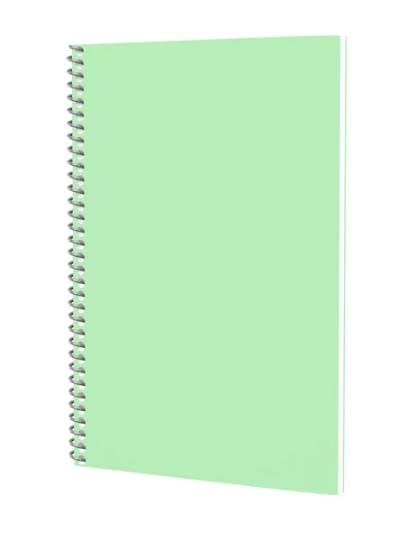 3D Renderizado de un Cuaderno Espiral Verde — Foto de Stock