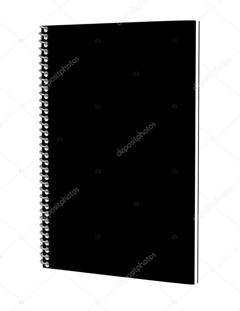 3d Render of a Black Spiral Notebook
