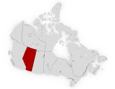 3d Render of Canada Highlighting Alberta clipart