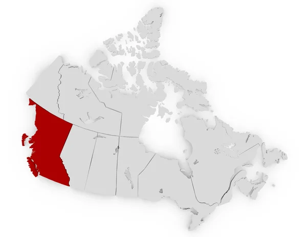 3d Render of Canada Evidenziare British Columbia — Foto Stock