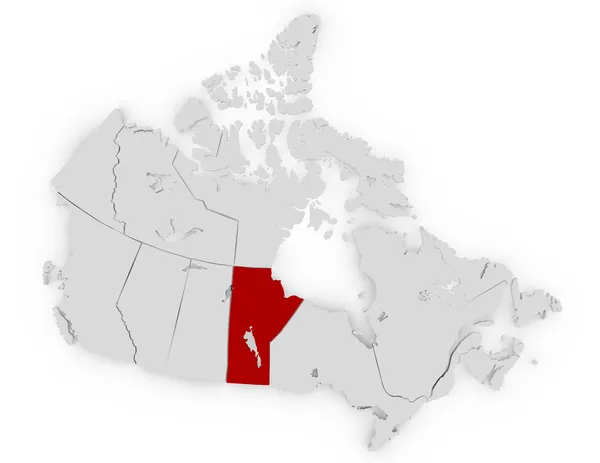 Render 3d del Canada Evidenziare Manitoba — Foto Stock