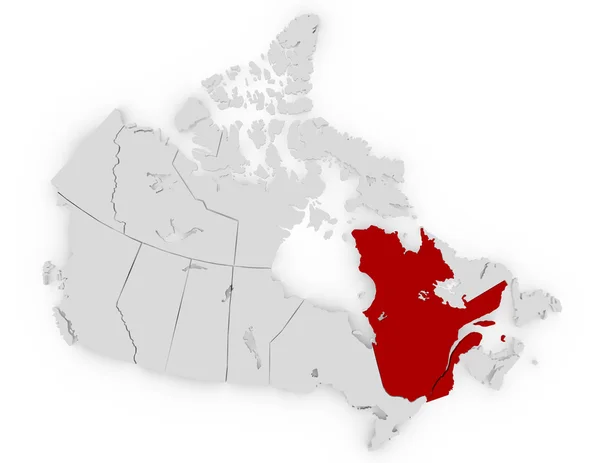 3D-Darstellung von Kanada zur Hervorhebung Quebecs — Stockfoto