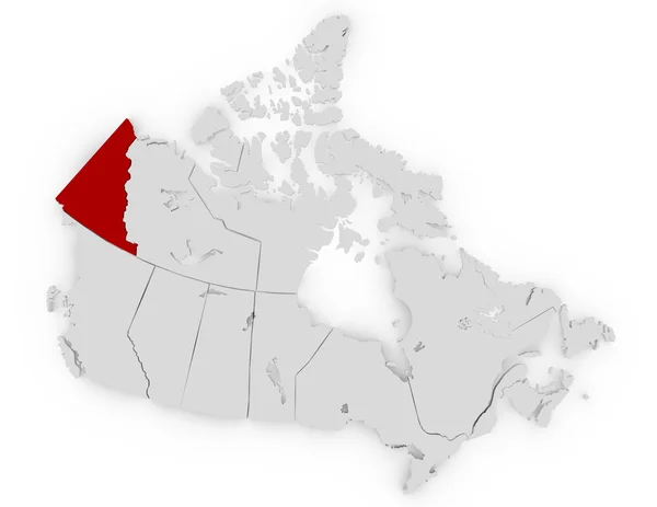 3D візуалізації Канади, підкреслюючи Юкон — стокове фото