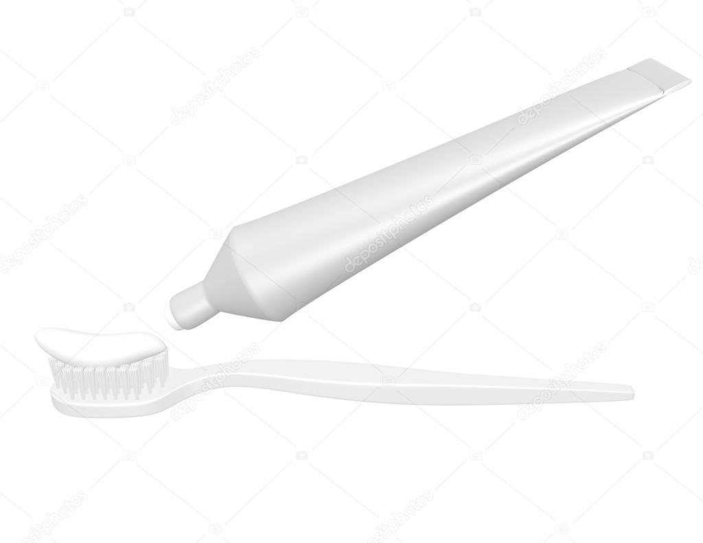 3d Render of a Toothbrush and Toothpaste