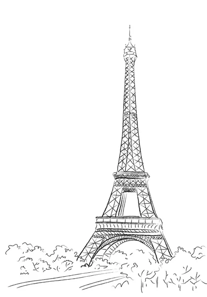 Párizs, háttérben az Eiffel-torony — Stock Vector