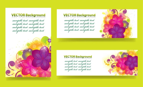 Set van banners met bloemen — Stockvector