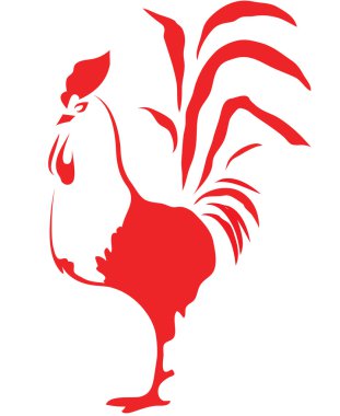 beyaz zemin üzerinde stilize horoz